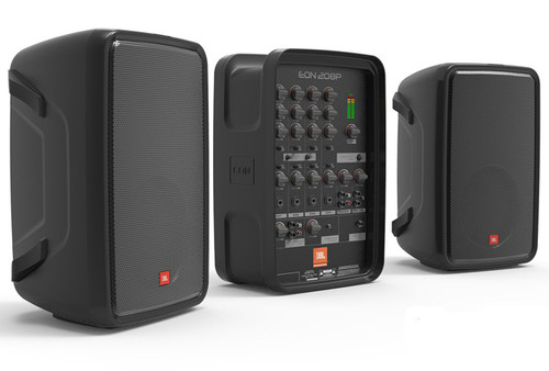 Portable Fitness Sound System with JBL EON208P Bluetooth PA and Shure Wireless Microphone System